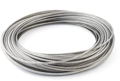 DQ-PP STAALKABEL, 4mm, 20m, Roestvast Staal INOX, 7x7 mittelzacht, Staalkabel voor klimhulp, Roestvaststalen kabel Staaldraad Bosbouwtouw Liertouw Spankabel Railingkabel