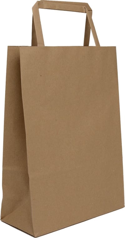 Papieren Tassen - A4 - 23x10x32 cm - Bruin Gerecycled Kraft - Platte Grepen - 50 Stuks