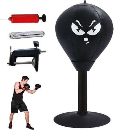 Desktop Punching Bag met Sterke Zuignappen en Tafelklem - Stressverlichting voor Thuis en Kantoor, Leuk Cadeau voor Collega's en Bazen