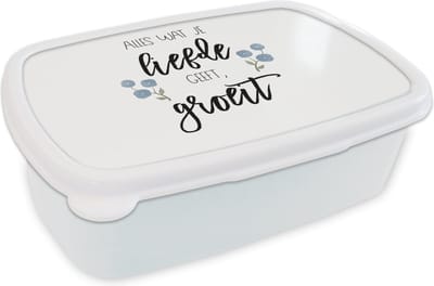 Broodtrommel Wit - Lunchbox - Brooddoos - Quotes - Spreuken - Alles wat je liefde geeft, groeit - 18x12x6 cm - Volwassenen