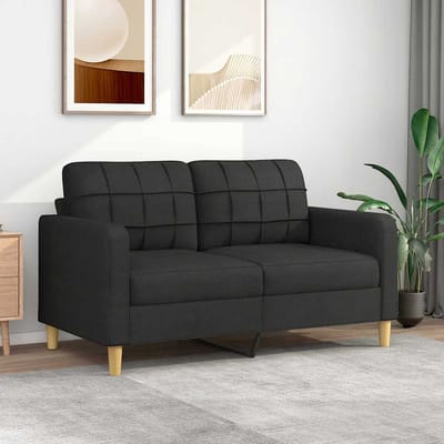 vidaXL - Tweezitsbank - 140 - cm - stof - zwart