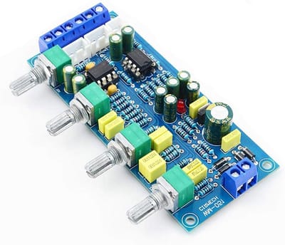 Hifi Voorversterker - Audio Controle Bord - Geluidsverbetering Thuis - 3-Bands Toonregeling - 100x43x23 mm - Groen