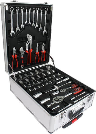 Heimwerker Werkzeugset - Met Rolbare Koffer - 899-delig - Allround Huishoudset - Zilver