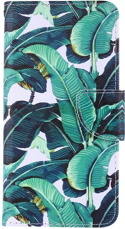 Shop4 - Geschikt voor Samsung Galaxy A72 Hoesje - Wallet Case Bananen Bladeren Groen