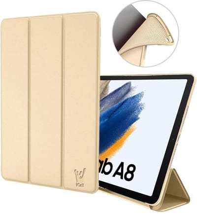 Hoes geschikt voor Samsung Galaxy Tab A8 2021 / 2022 - Trifold Smart Cover Book Case Kunstleer Tablet Hoesje Goud