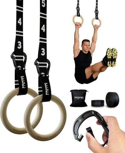 Breaking Limits Turnringen - Gymringen - Houten Gymnastiekringen voor Fitness, Crossfit & Calisthenics - Gymnastic Rings - 32mm Dikte - Berkenhout