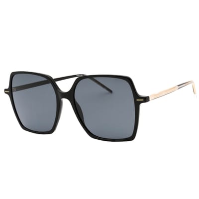 Hugo Boss grijze lens gouden armen zwarte zonnebril