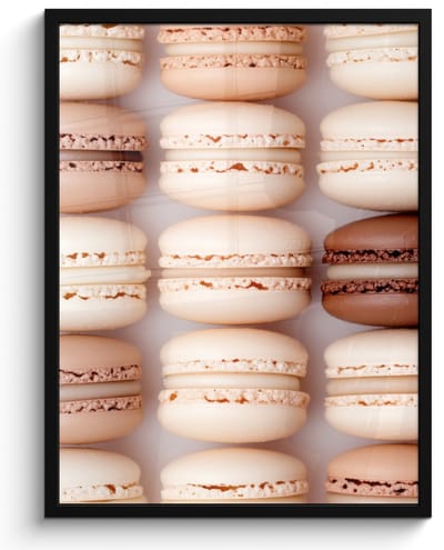 Fotolijst inclusief poster - Posterlijst 50x70 cm - Posters - Macarons - Beige - Bruin - Foto in lijst - Keuken decoratie muur - Wanddecoratie accessoires - Muurdecoratie - Schilderijen