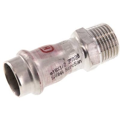 Perskoppeling - 18mm Persmof & R 1/2'' Buiseinde - RVS