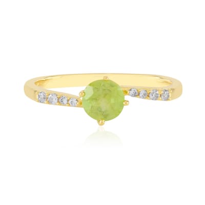 Cavill - Zilveren ring verguld met 0,641 ct ronde briljant sfeen uit Madagaskar - 0,158 ct zirkoon - Elegante, duurzame zilveren sieraden ring