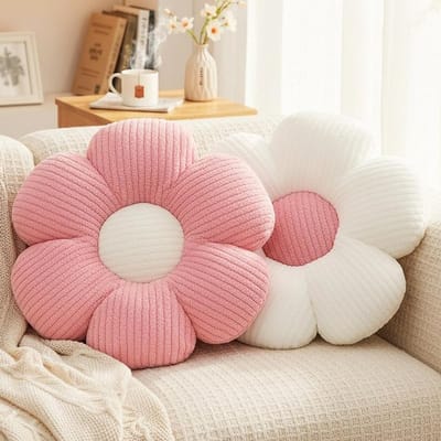 Zachte Bloemkussens voor de Vloer, Zitkussens voor Bank en Slaapkamer, Decoratie voor Meisjeskamers in Wit en Roze