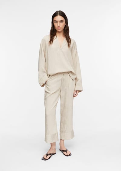 Lichte gestreepte viscose culotte broek voor vrouwen COMMA