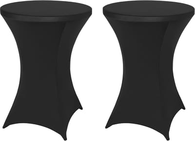 2 stuks - Tafelkleed - Cocktailtafelkleed - Rond hoog stretchtafelkleed - Geschikt voor feesten, dj's, bars, bruiloften, verjaardagen, banketten - 80 cm diameter x 110 cm hoogte - Zwart