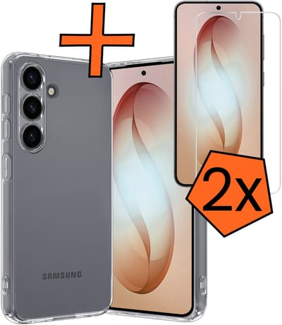 Hoes - Met 2x Screenprotector - Geschikt voor Samsung Galaxy S26 - Sterk & Shockproof - Back Cover - Siliconen Case - Telefoon Hoes - Transparant