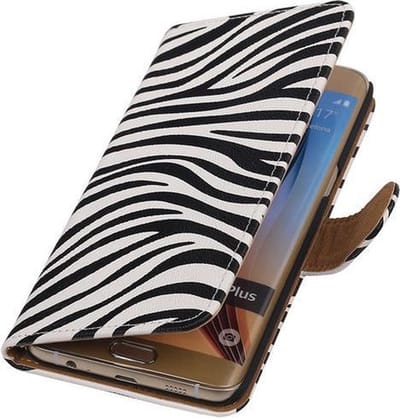 Zebra print Hoesje - Samsung Galaxy S6 edge Plus - Book Case Wallet Cover Beschermhoes
