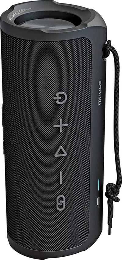HiFuture Ripple-Luidspreker: Bluetooth 5.3, Draagbare krachtige basluidspreker, tot 12 uur speeltijd, 30 W draadloze muziekdoos, IPX7 water- en stofbestendig, 10 meter bereik, 10 W snel opladen, Kleur Zwart