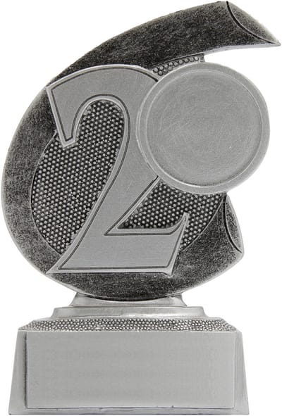 Trofee Nummer 2 Zilver/Zilver 10 cm Tweede Prijs Vis Wedstrijd Viswedstrijd Twee