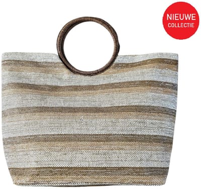 Stro Strandtas gevlochten Beige taupe - Riet Natuurlijk Materiaal - Boodschappentas - XXL formaat 60(L) x 40 (H) cm - Big Shopper- nieuw collectie 2025| Moederdag cadeau