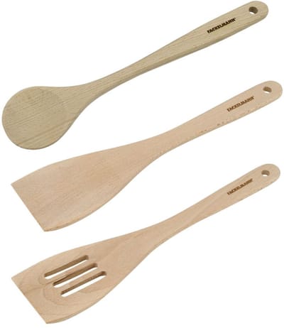Set van 3 houten keukengerei waaronder 2 spatels en een lepel Fackelmann Nature