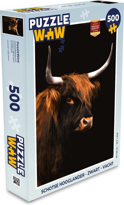 Puzzel Schotse hooglander - Zwart - Vacht - Legpuzzel - Puzzel 500 stukjes