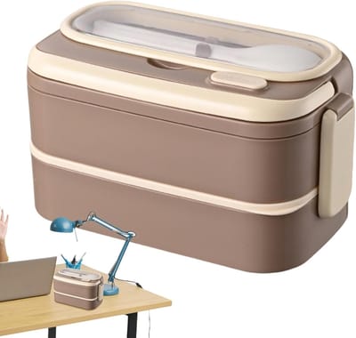 Thermische Broodtrommel - Geïsoleerde Voedselcontainer - Warme Maaltijden Buiten - Lekvrij Compartiment - 19.5 cm Lengte - Donkere Koffie