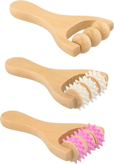 Houten handmassage wielen, massagegereedschap voor ontspanning van spieren, benen en handen, ideaal voor stressverlichting en spierherstel