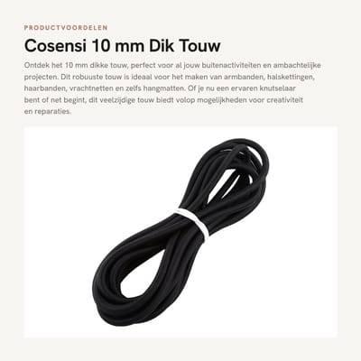 Dailygoods- Touw 10 mm dik - Robuust - Vervanging - Voor reparaties - Buitenshuis - Sterk en veelzijdig 5 m - Koord