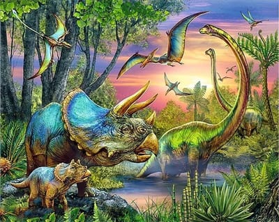 Paint by Numbers Set voor Volwassenen - Bos, Dinosaurus en Dieren - DIY Olieverf 16x20 inch zonder Lijst, Creatief en Ontspannend Schilderen