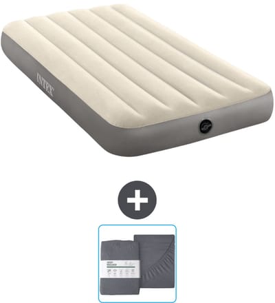 Intex Luchtbed - 1-Persoons - 99 x 191 x 25 cm - Beige - Inclusief en Hoeslaken