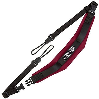 Camera Riem van Leer en Neopreen - Magenta