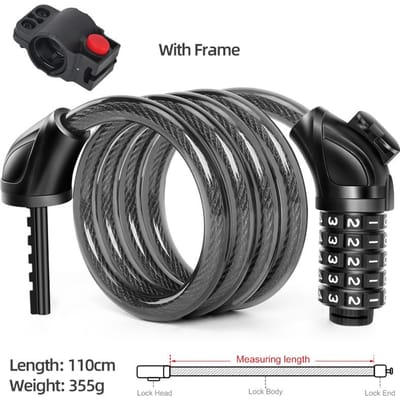 Mountainbike Slot Elektrisch Roestvrij Staal Wachtwoord Vast Draagbaar Anti-diefstal Staaldraad Ketting Slot Fietsaccessoires gray