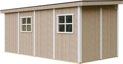 Timbela M940B-TERRA BROWN - LP SmartSide Tuinhuis op houtbasis - 11,47 m² - 530x248xH231 cm - zonder vloer en zijwand (totaal 3 wanden) met verf
