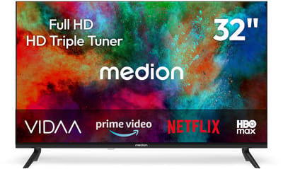 MEDION 80 cm (32 inch) Full HD-tv (smart-tv, VIDAA Store, Prime Video, Disney+, DAZN, Paramount+, HbbTV, PVR, HDR-triple-tuner, MD 832102)