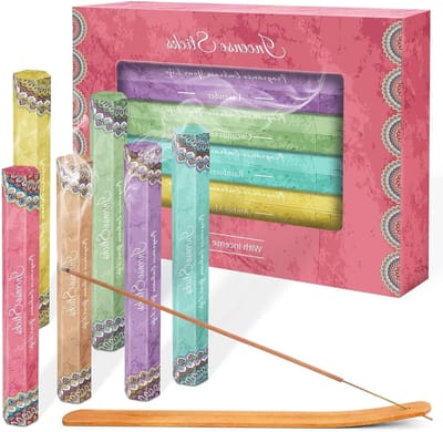 Incense Sticks met Lavendel, Vanille, Regenwoud en Kokosnoot - Inclusief Incenshouder in Doos, 6 x 40 g voor Ontspanning en Aromatherapie