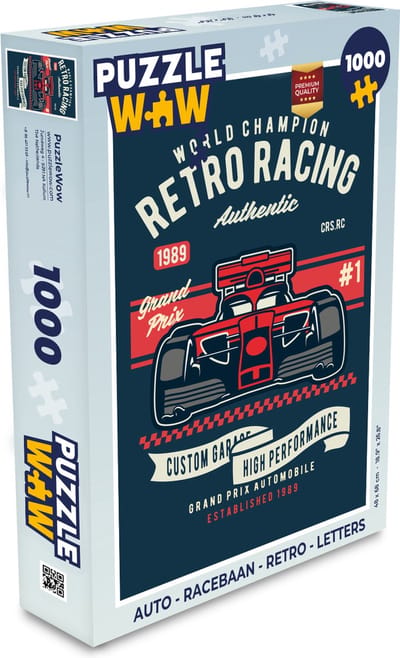 Puzzel Auto - Racebaan - Retro - Letters - Legpuzzel - Puzzel 1000 stukjes volwassenen