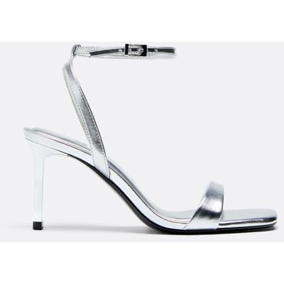 Stradivarius Sandalen met metallic hak  ZILVER 35