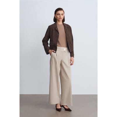 Hoge taille wijde broek van crêpe