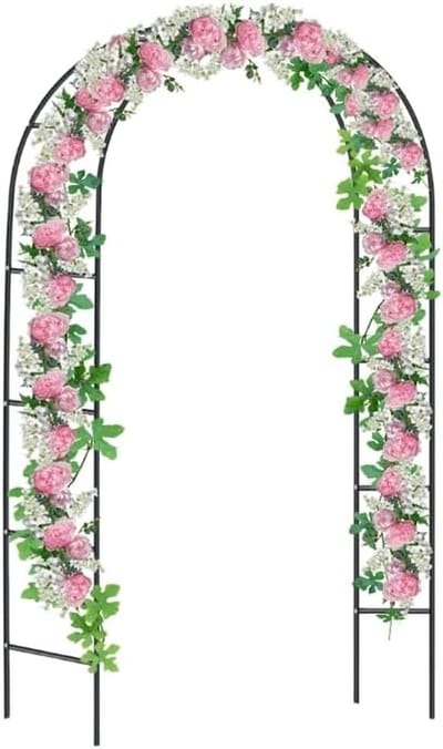 Rozenboog Metaal - Tuinboog Klimhulp - Planten Ondersteunen - Weerbestendig Design - 240 x 140 cm - Zwart