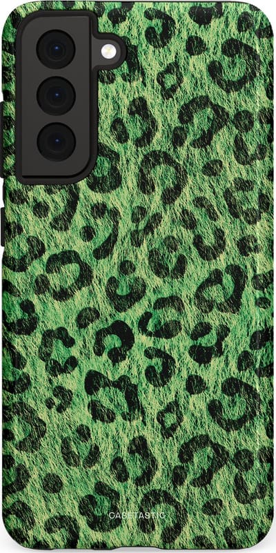 Casetastic hoesje geschikt voor Samsung Galaxy S21 FE 5G - Dubbellaagse bescherming - Groene Panterprint - Fashion Case - Donkergroen Zwart