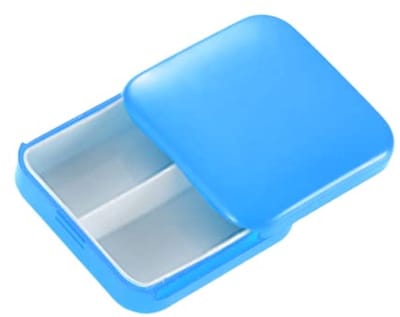 Kleine pillendoos met 2 roosters - Draagbare pillenorganizer voor reizen, vitamines en medicijnen - Blauw