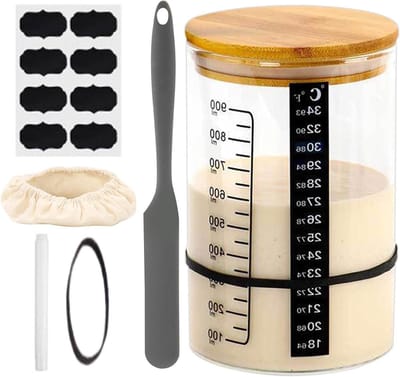 Zuurdesem Pot - Fermentatie Kit - Brood Bakken - Inclusief Temperatuurmeter - 23L x 16W cm - Natuurlijk