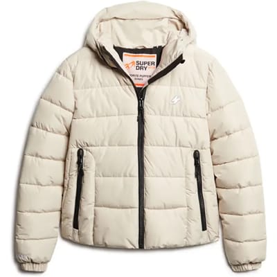 Superdry Hooded Spirit Sports Puffer Dames Jas - Pelican - Maat Xs