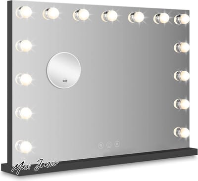 Mrs. Jones Hollywood Spiegel met Verlichting - Dimbaar - 10x Vergroting - 58x46cm - Zwart .