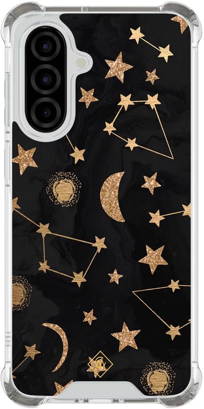 Casimoda® hoesje - Geschikt voor Samsung Galaxy A36 - Counting The Stars - Shockproof case - Extra sterk - TPU/polycarbonaat - Goudkleurig, Transparant