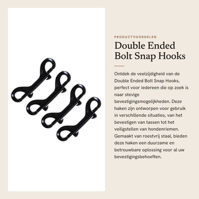 Dailygoods- Kreeft Gesp - Dubbele Eindige Bout Snap Haken - 4 Stuks - Roestvrij Staal - Zwart - Duurzaam en Stevig - Karabijnhaak