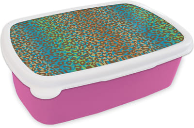 Broodtrommel Roze - Lunchbox - Brooddoos - Patroon - Panter - Abstract - 18x12x6 cm - Kinderen - Meisje