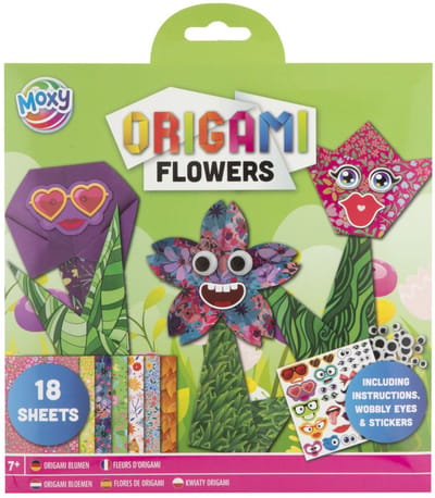 Origami Bloemen Maken Set Inclusief Stickers en Wiebeloogjes - Origami Papier - Vouwblaadjes - Hobby en Creatief voor Kinderen en Volwassenen