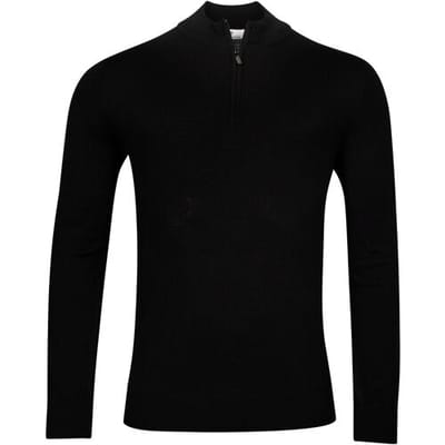 Thomas Maine Trui Merino Half Zip Single Knit Zwart / male