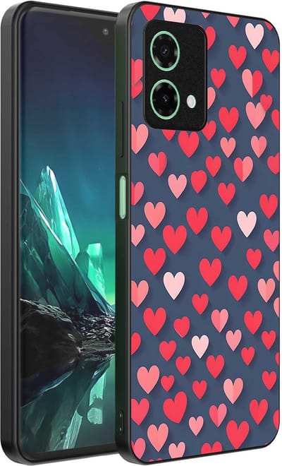 Geschikt voor Motorola Edge 40 Neo Telefoonhoesje met Roze en Rode Hartjes Opdruk - TPU Backcover Case With Rosé and Red Heart Design - Smartphonica geschikt voor Motorola Edge 40 Neo