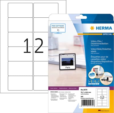 Herma video etiketten 78,7x46,6 25 vel DIN A4 300 stuks 5070